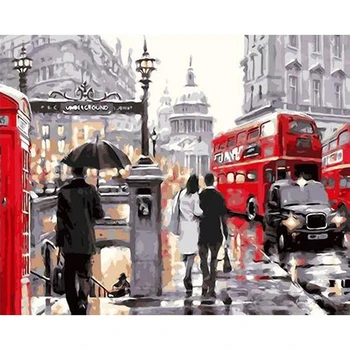 

Painting By Numbers DIY London Street Hand Painted Canvas Oil Art Picture Wall Art Picture Living Room Home Decor