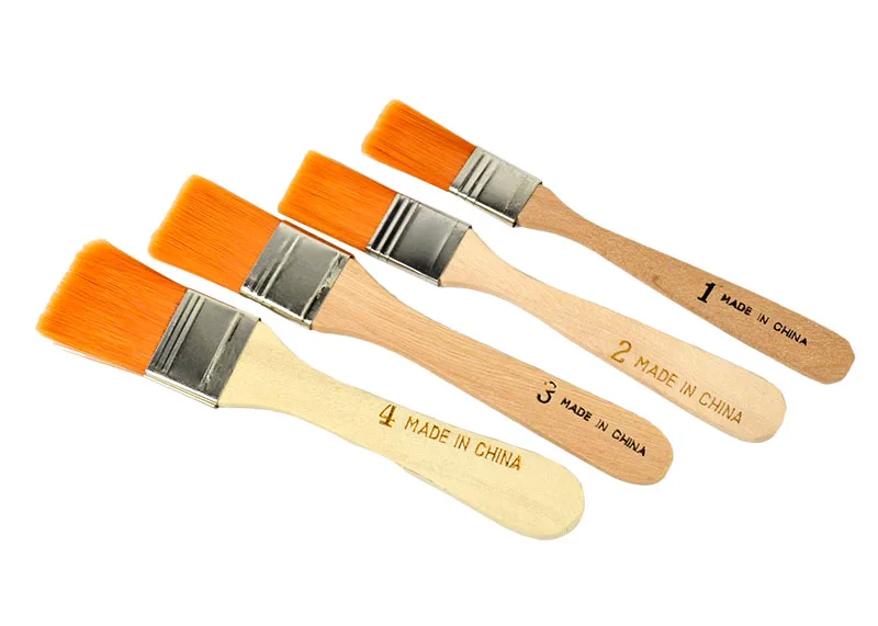 Kit di pennelli per pittura a olio acrilica per capelli in Nylon con manico in legno da 4 pezzi per il disegno dell'artista