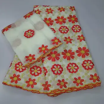 

Red Flowers African Fabrics 2019 High Quality Lace Latest African 100% Cotton Lace Fabric 5+2yards for Party Dress C20102-19