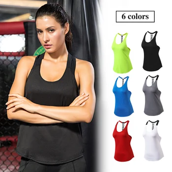 Yuerlian Quality 15% spandex Fitness Sports Yoga Shirt Quickly Dry Sleeveless Running Vest Workout Crop Top Female T-shirt 6