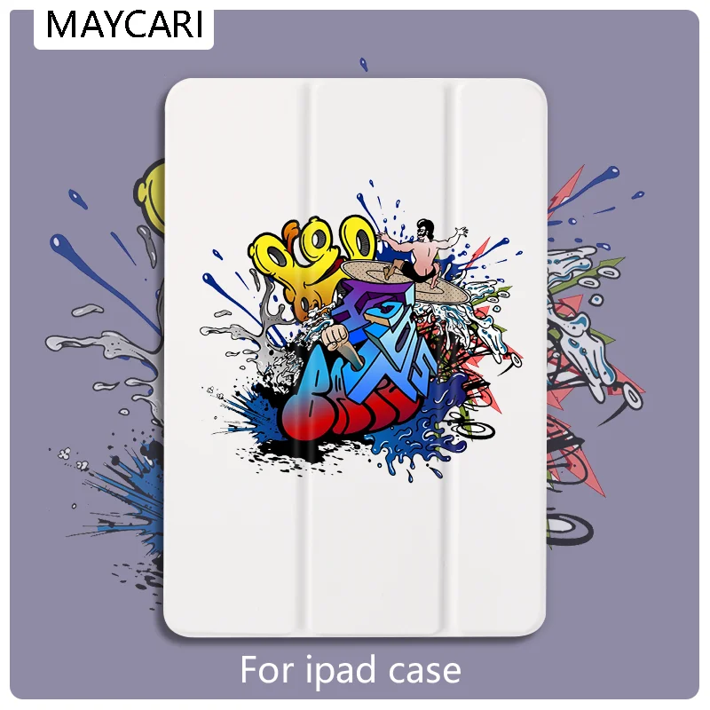 

Ipad2 3 4 White Leather PU Hard Back Case Graffiti Poster Cover Protective For 2020 iPad Pro 11 12.9 10.5 7.9 inch Mini 1 2 3 5