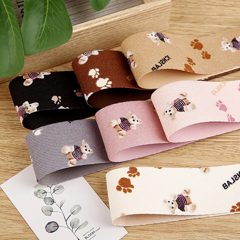 

Cartoon Bear Ribbon Cute Animal Print 38mm 25mm 15mm Cotton Nylon Cloth Fabric Tape Bow Hair Accessories Korean Packing Material