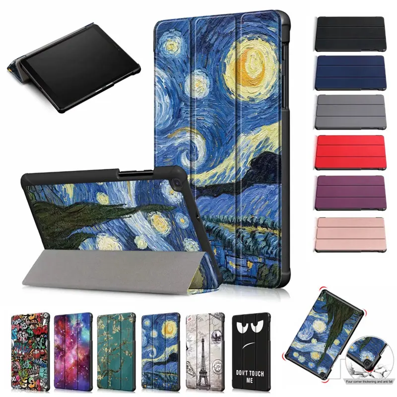 

For Samsung Galaxy Tab A 8 2019 T290 T295 PU Leather Case Magnet Solid Painted Stand Cover SM-T290 SM-T295 Protective Shell