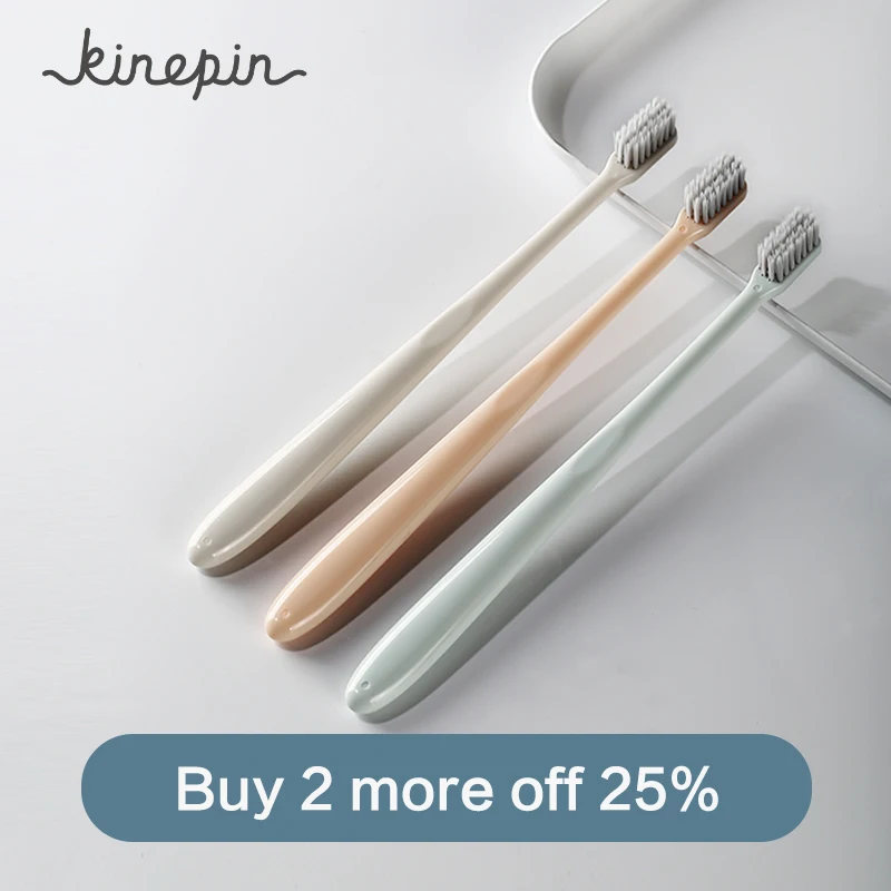 

Kinepin 3pcs Fashion Toothbrush Antimicrobial Slim Tapered Polyester Floss Ion Bristle Toothbrushes Adult Tooth Brush