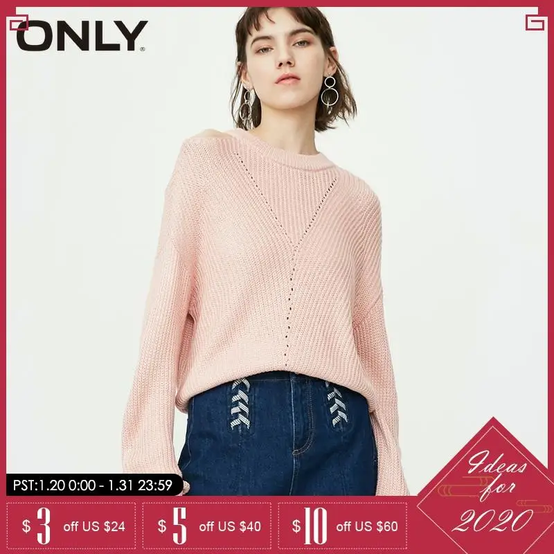 

ONLY Women Off-the-shoulder Long-sleeved Knit Sweater|118324544