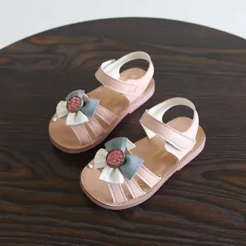 

Girls Flat Sandals Non-slip Beach Sandals Children Soft Leather Sandals with Sun Flower Little Girls Princess Shoes
