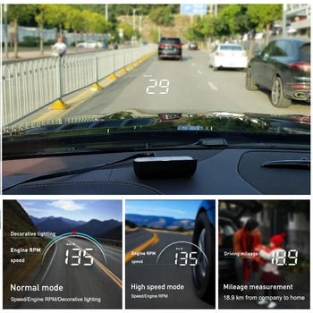 

Head Up Display OBD2 Smart Digital Meter Overspeed Alarm Fuel Consumption Data HD Screen Projector Car HUD