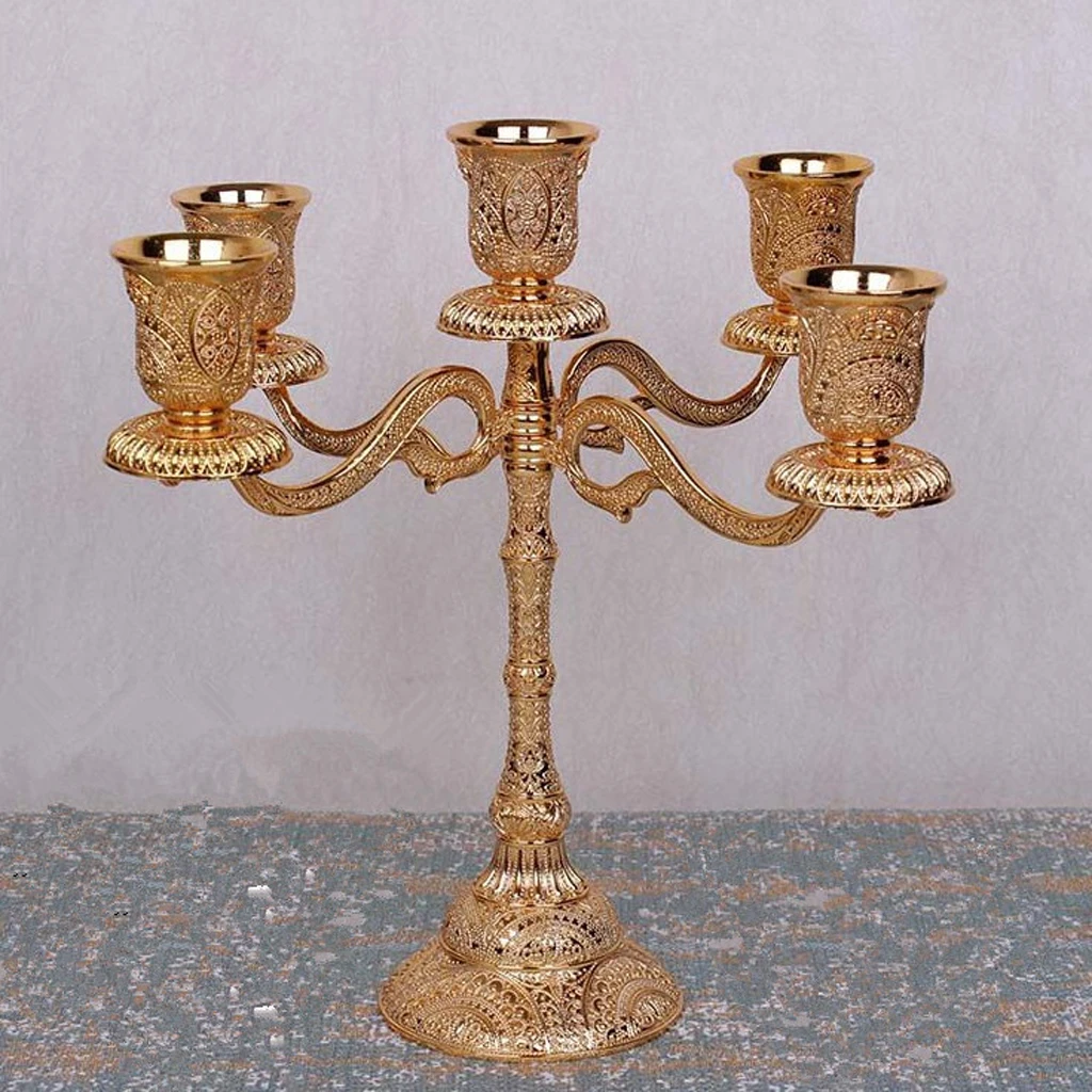 5 Arms Alloy Candelabra Candle Holder Set Home Decor Centerpiece Candle Holder Candelabra Taper Candle Holder Tall Candle Holder