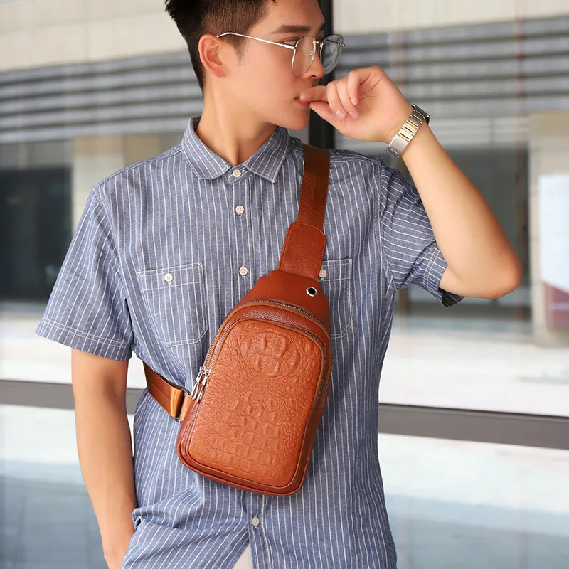 

Creative new chest pocket men's diagonal casual Joker Korean fashion shoulder bag