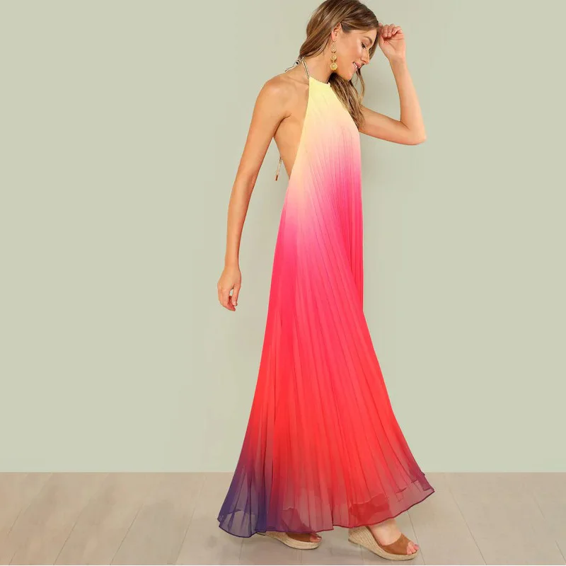 Сексуальные богемные макси платья для женщин Спагетти ремень летние пляжные платья с круглым вырезом удобные вечерние платья
