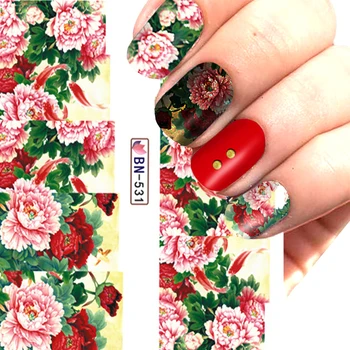 

12 Sheets/Lot Water Nail Stickers Decal Peacock Colorful Pattern Transfer Nail Art Decorations Slider Manicure Watermark Foil