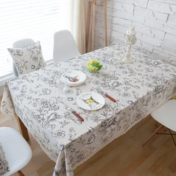 

Kitchen Table Peony Cotton Table Cloth Art Tablecloth Continuous System Rural Table Cover Household Oilproof Pattern Cover