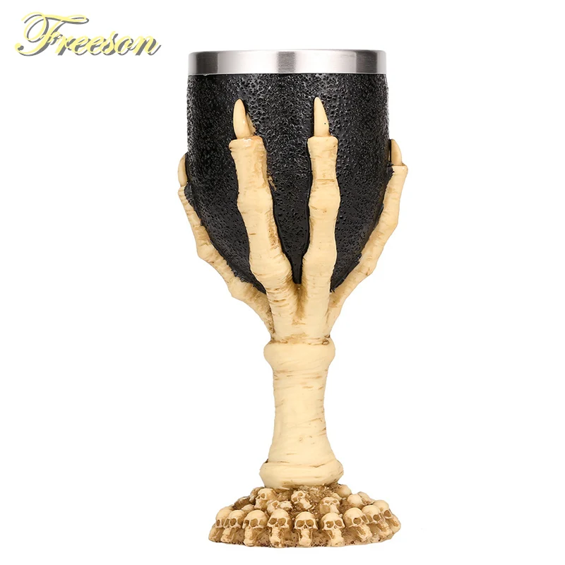 Dragon Claw Resin Stainless Steel Goblet 200ml Skull Wine Glass Gothic Cocktail Glasses Whiskey Cup Pub Bar Drinkware Drop Ship