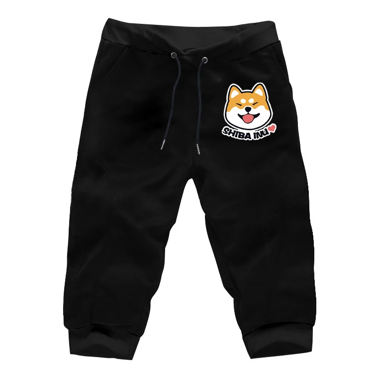 

Boys Streetwear Harajuku Cropped Trousers Shiba Inu Printing Haroun Pants Men's 7 Minutes Of Trousers Loose Calf-Length Pants