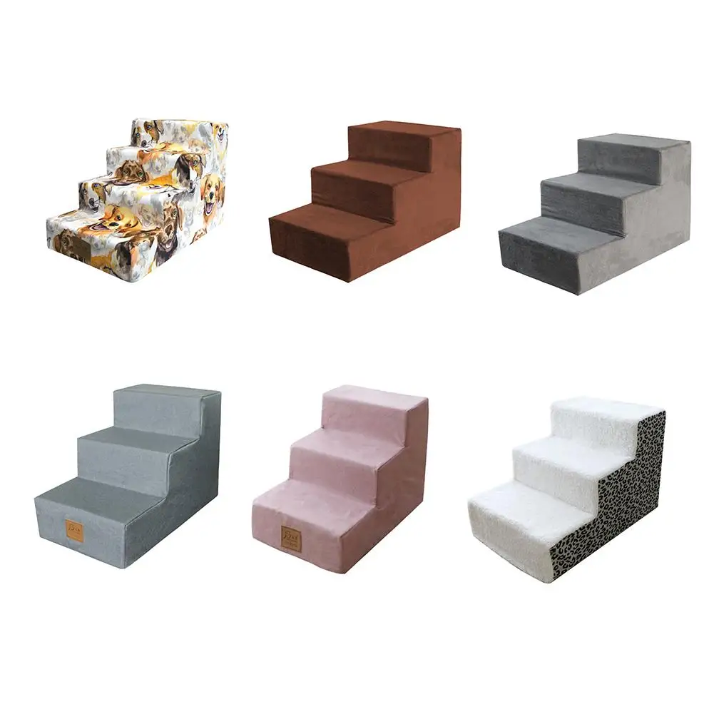  Pet Dog Stairs 3/4 Steps Stairs For Small Dog Cat Pet Ramp Ladder Anti-slip Removable Dogs Bed Stai