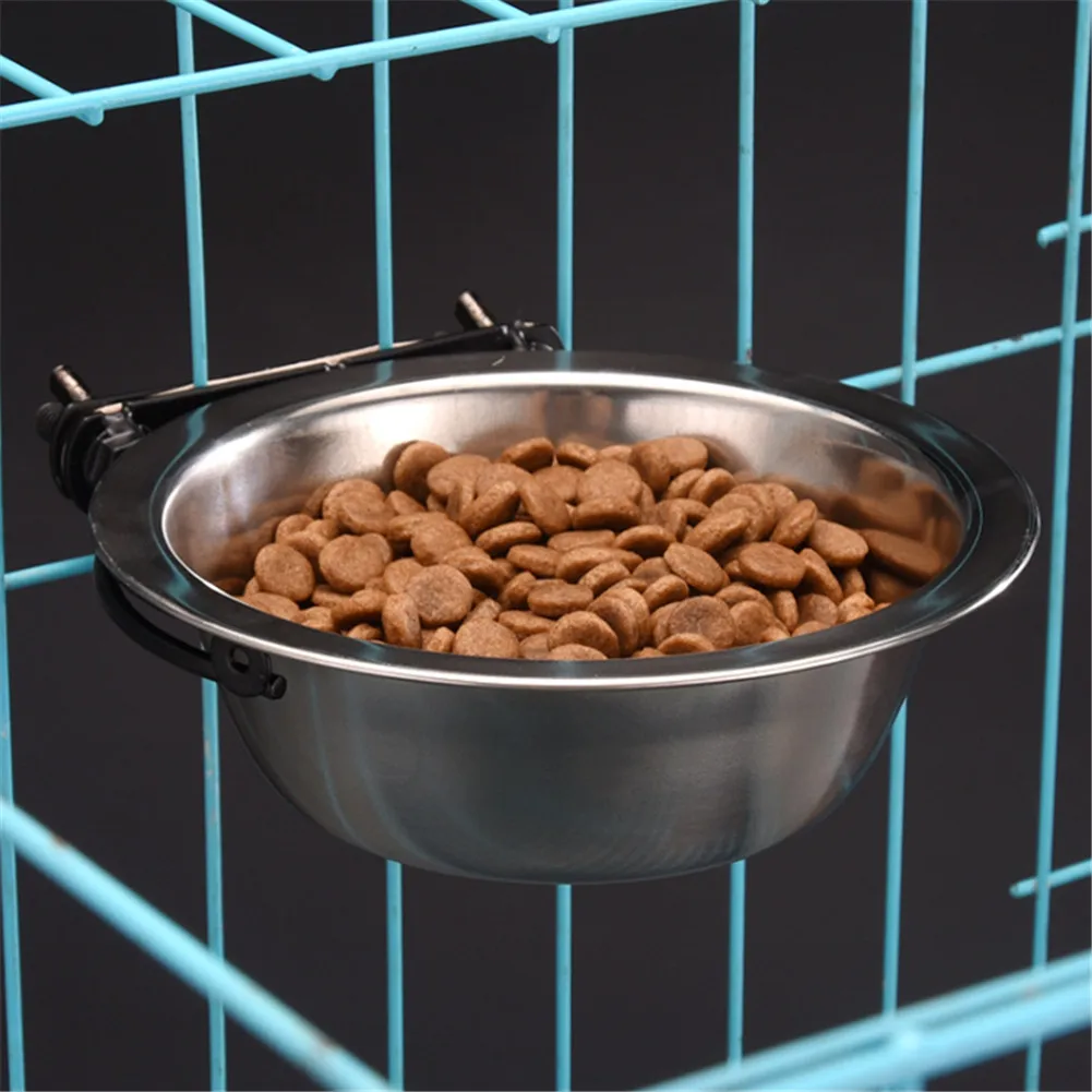 Pet Hang Bowl Stationary Dog Cage Bowls Stainless Steel Dog Cat Hanging Bowls Durable Puppy