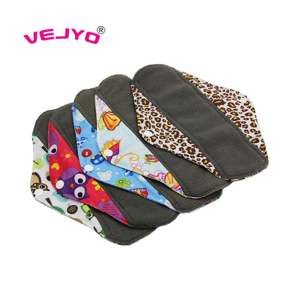 

10Pcs Regular Flow Reusable Cloth Pads Washable Bamboo Charcoal Menstrual Sanitary Napkins Pad Feminine Hygiene Product