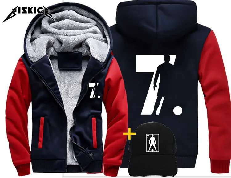 Style 3 Asian size Мода Легенда футбол номер 7 для мужчин wo мужчин теплое толстое пальто куртка зимняя теплая бархатная Толстовка Топ толстовки - Цвет: Style 3 Asian size