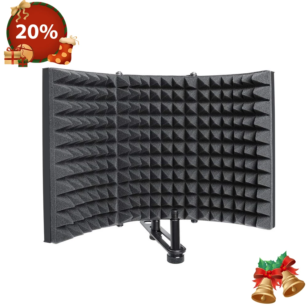 

Foldable Microphone Acoustic Isolation Shield Alloy Acoustic Foams Panel Studio Recording Microphone Accessories