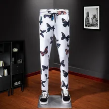 Брюки с принтом Mode Vlinder Man Pantalon Homme 29-38 Nieuwe Patroon Mannen Pak Broek Jurk Broek уличная одежда Sociale Broek mannen Wit