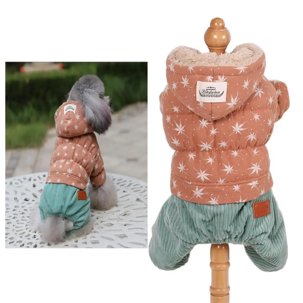 

Winter Overalls for Dogs Star Corduroy Fleece Dog Jumpsuit Teddy Warm Dog Clothes XS S M L XL