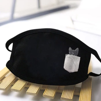 

Cute Pocket Cat Print Masks Reusable Washable Soft Face Mouth Muffles Dustproof Black Anti Dust maske Protective Respirator