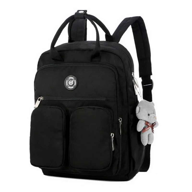 

Litthing Drop shipping 2019 Fashion Woman Backpack Waterproof Nylon Soft Handle Solid Multi-pocket Travel Zipper School Bags