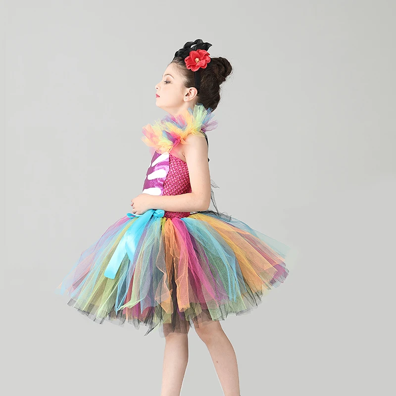 Day of the Dead Girl Skeleton Fancy Tutu Dress Halloween Dress Up Party Kids Baby Costume Funky Punk Bones Tutu Dress for Girls (6)
