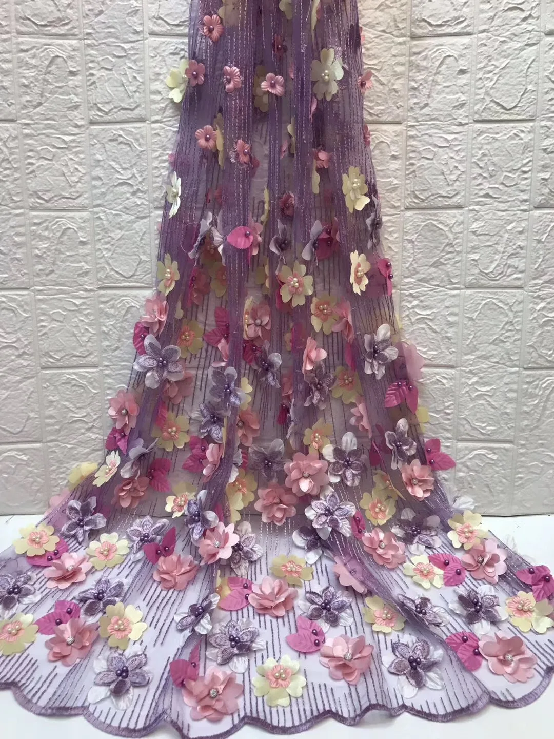 2022 African 3D Beaded Lace Fabric High Quality French Nigerian Fabrics For Women Wedding Dress Z28751 | Дом и сад