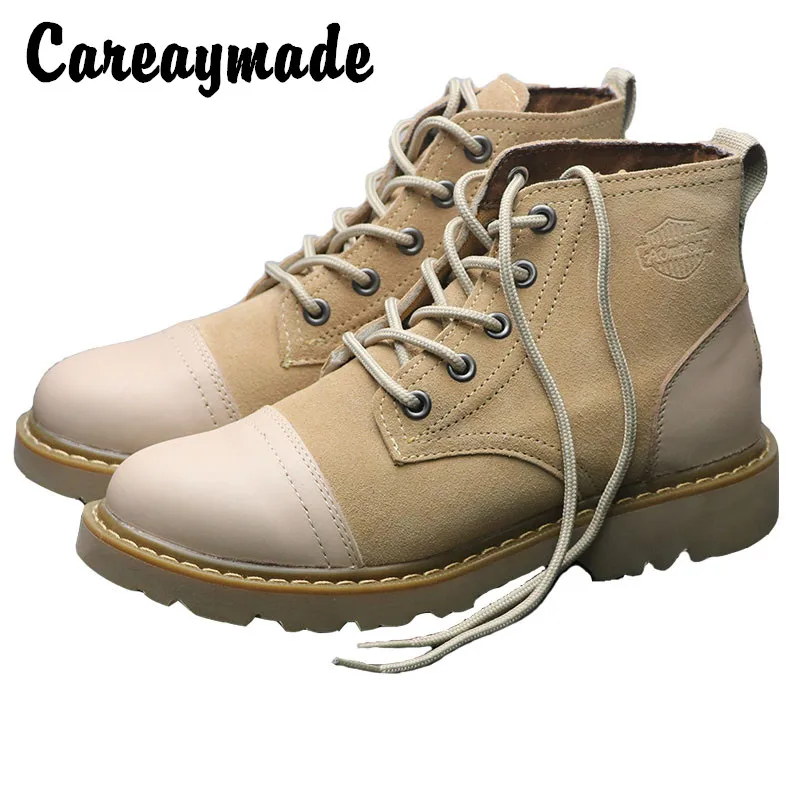 

Careaymade-Martin boots retro high top lace up men's and women's locomotive short boots tooling outdoor leather boots,5 colors