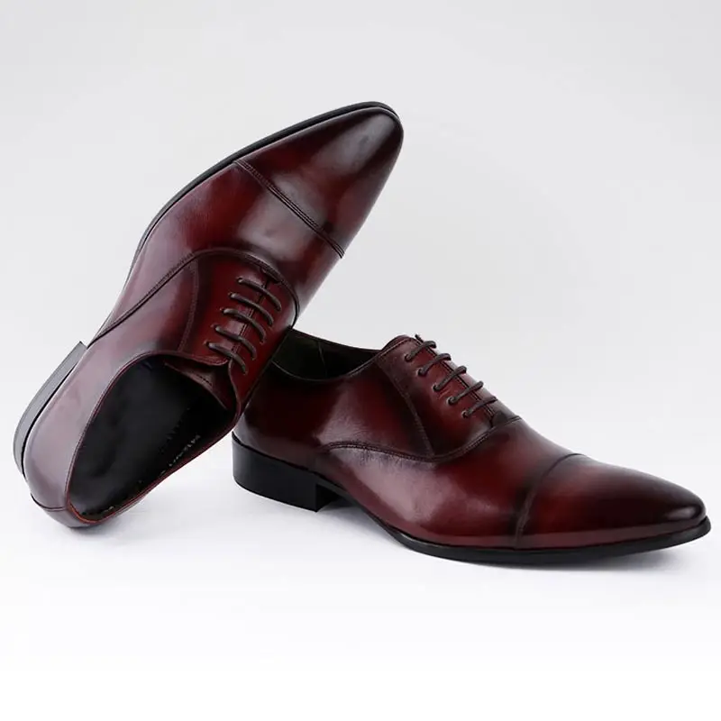 

2019 autumn newest 100% genuine leather Oxfords formal shoes men high quality pointed toe business office wedding dress shoes