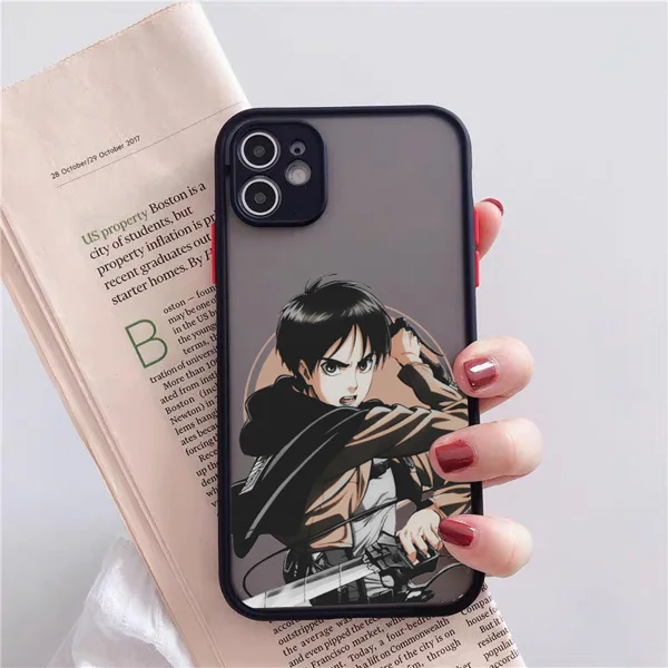 Anime Japanese Allen Attack On Titan Phone Case For Iphone 12 13Mini 11 Pro XS MAX 8 7 6 Plus X SE2020 XR Hard Fundas Coque Case black Allen 2