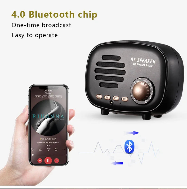 Американский ретро и Ностальгический Bluetooth динамик портативный подарок радио Plug In Card U диск мини аудио, Рождество