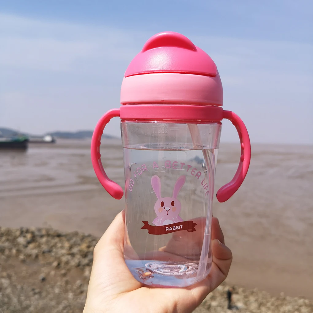 Милая Детская кружка для кормления с рисунками зверей из мультфильмов 400 мл соломы дети учатся для кормления питья ручка для бутылочки для детей учебный Поильник