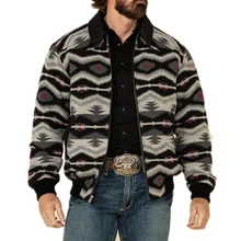 

2021 Retro Fashion Men Floral Jacket Casual Slim Long Sleeve Printing Patchwork Lapel Zipper Thick Autumn Winter Jacket For Men