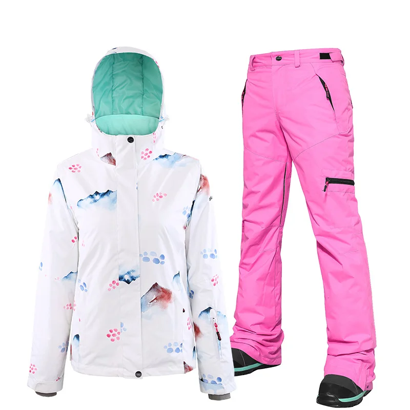 Ski Suit Women Snowboard Suit Female Winter Suit Skiing Sport Suit Snowboard Snow Suit Ski Jacket Women Snow pants Snowsuit - Цвет: color 5 set