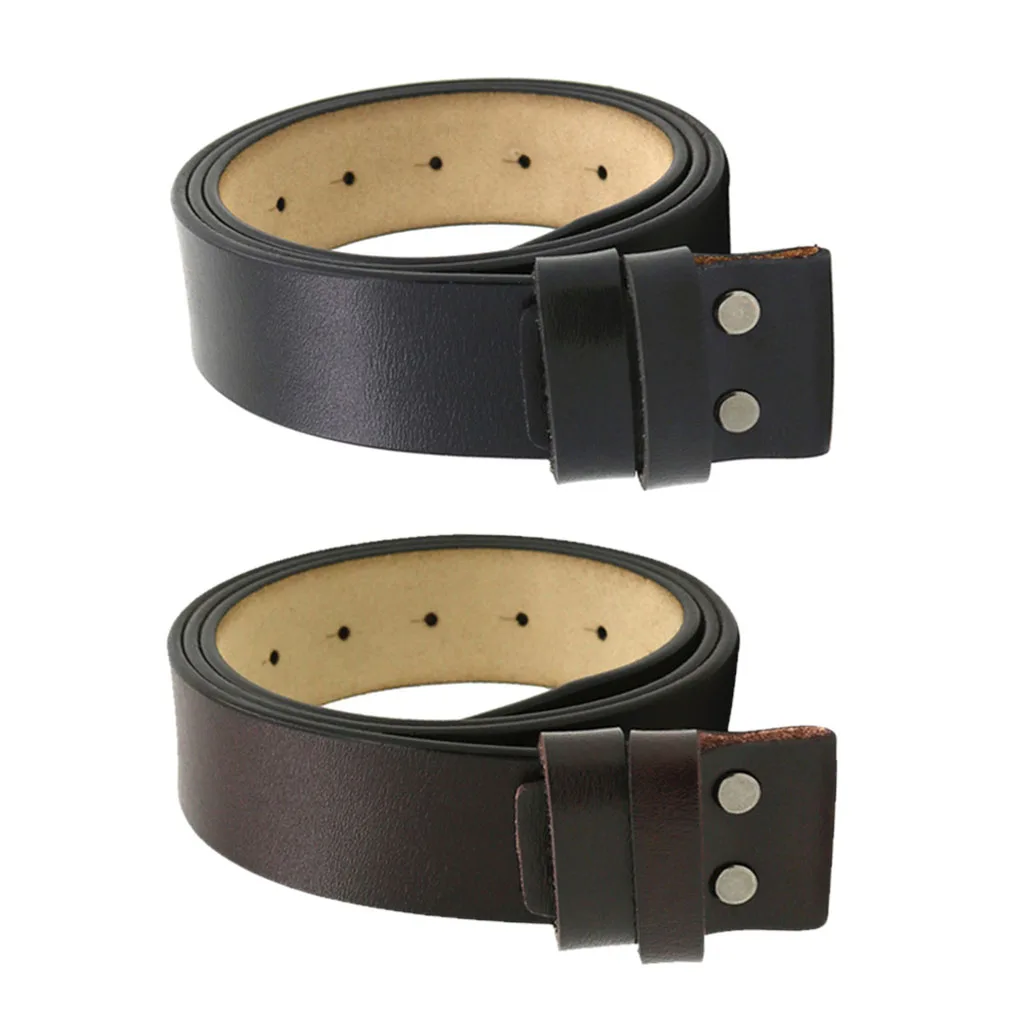 Mens Belt No Buckle Leather Belt Pin 