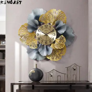 

Vintage Metal Wall Clock Big Hanging Wall Watch Luxury Large Modern Design Wall Clock Home Decoration Living Room Wall Ornament