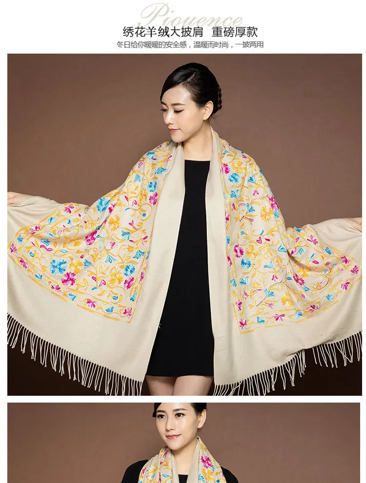 Brand Scarf For Women Winter Embroidery Neck Cashmere Scarves Lady Shawl Wrap Female Foulard Blanket Tassel Bandana Femme