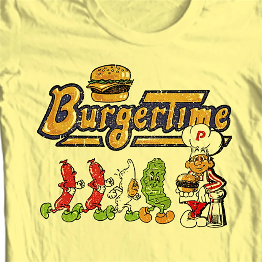 Burger Time/футболка в стиле ретро 80 лет аркадная видеоигра Винтажная футболка из 100%