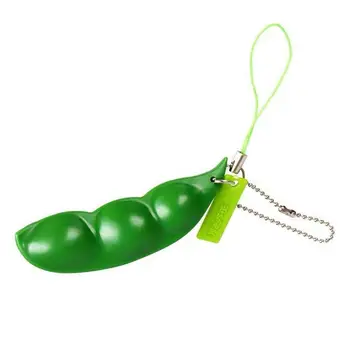 

Funny Infinite Squeeze Edamame Bean Pea Toys Unscented Edamame With KeyChain Pendant Ornament Relieve Decompression Toys