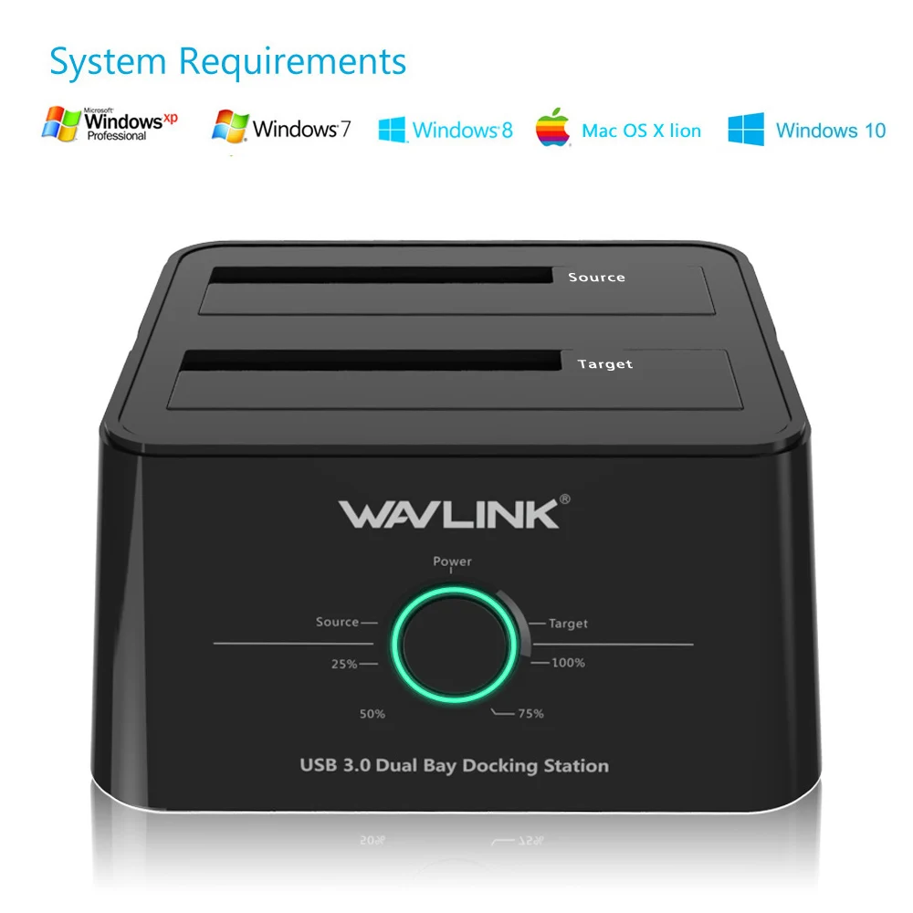 Wavlink 2 5 &quot3 5&quot USB 3 0 SATA внешний жесткий диск Док станция двойной отсек Корпус для 2*8