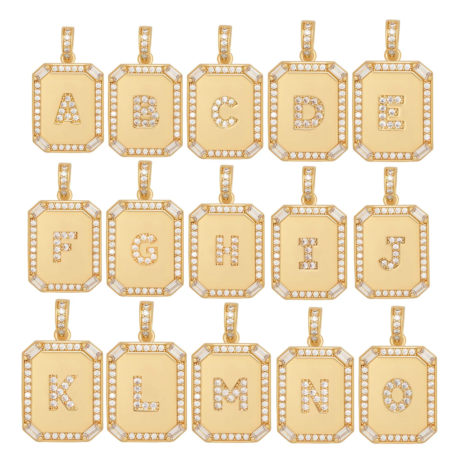 

AAA Cubic Zirconia Crystal Gold-plated Brass Letter A-Z Alphabet Pendant For Necklace Choker Hip Hop Trendy Copper Jewelry DIY
