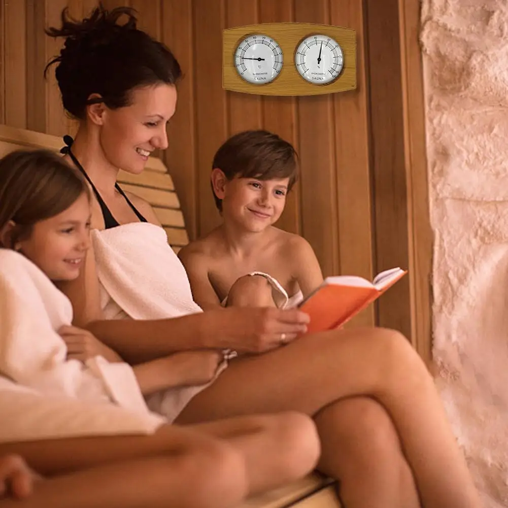 Sauna Thermometer Hygrometer Wooden Accurate Humidity Monitor Sauna Room Accessory Quick Delivery