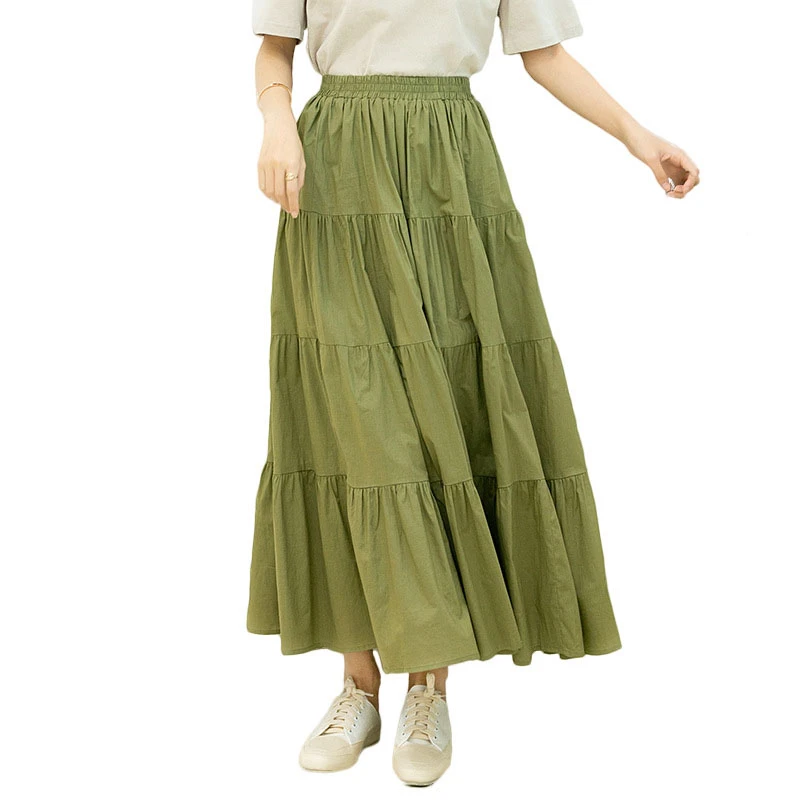 Tiered Maxi Skirt Women Long Cotton Skirts Summer Sweet Flared High ...