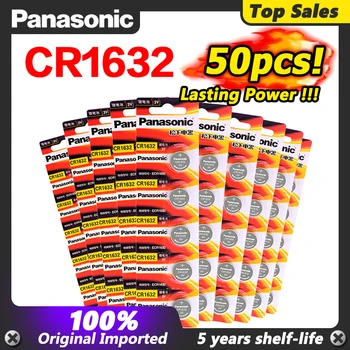 

PANASONIC 3V Lithium Battery CR1632 DL1632 ECR1632 LM1632 KL1632 Button Coin Cell 50Pcs For LED Lights Toys Watches