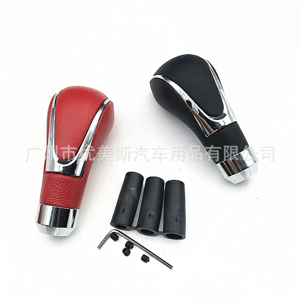 

Универсальный автомобильный ручной рычаг переключения передач из алюминия и кожи, ручка переключения передач MT AT Red Line, рычаг переключения передач