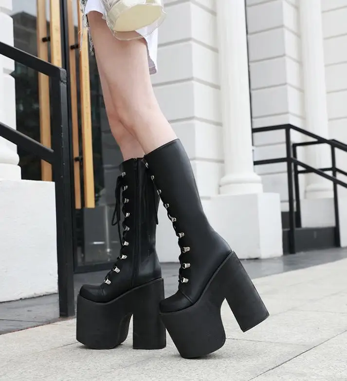 autumn and winter high help sponge cake waterproof platform thick bottom high tube hip hop boots women's boots