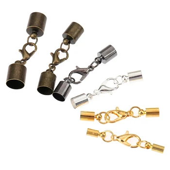 

10pcs/set Leather Cord Bracelet Lobster Clasps Hooks Crimps End Tip Caps Jewelry New