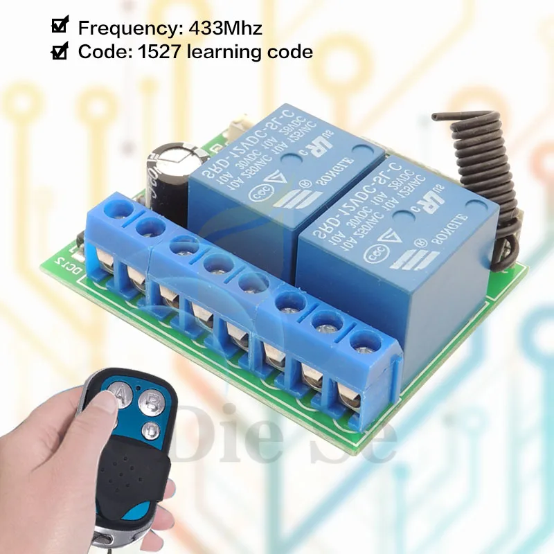 DC12V 10Amp 2 банды rf пульт дистанционного управления беспроводной релейный приемник для дистанционного гаража \ освещения \ электрического управления дверью